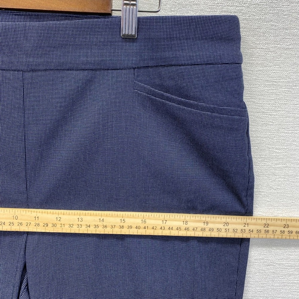 Chico's Pull On Tapered Pants Women 3R 16R Navy Blue Micro Check Stretch Career - Picture 8 of 14